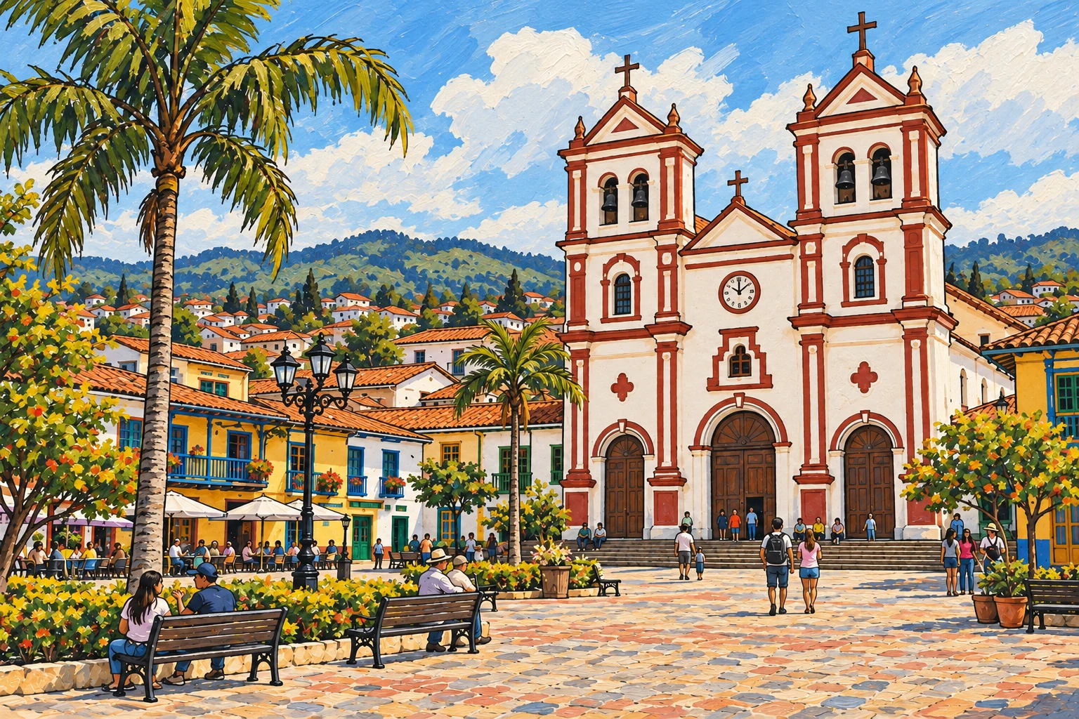 Ilustraci&oacute;n editorial: Parque principal