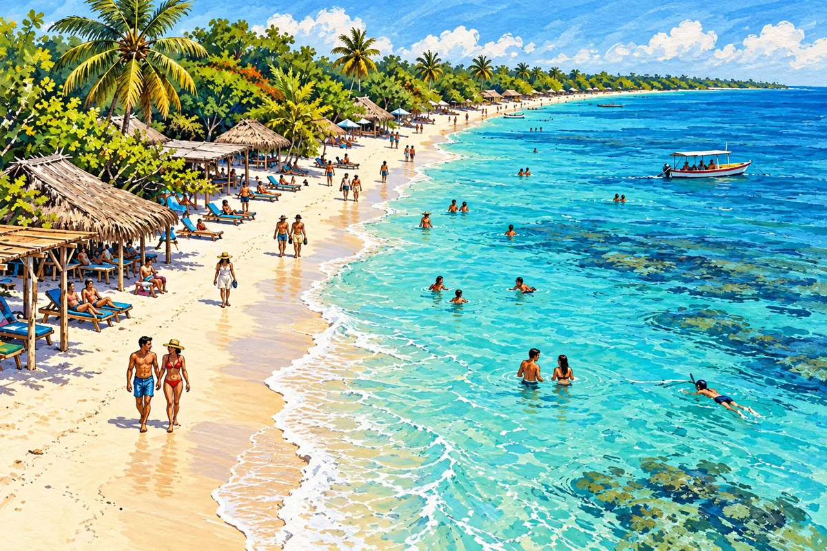Ilustraci&oacute;n editorial: Playa Blanca &middot; Bar&uacute;
