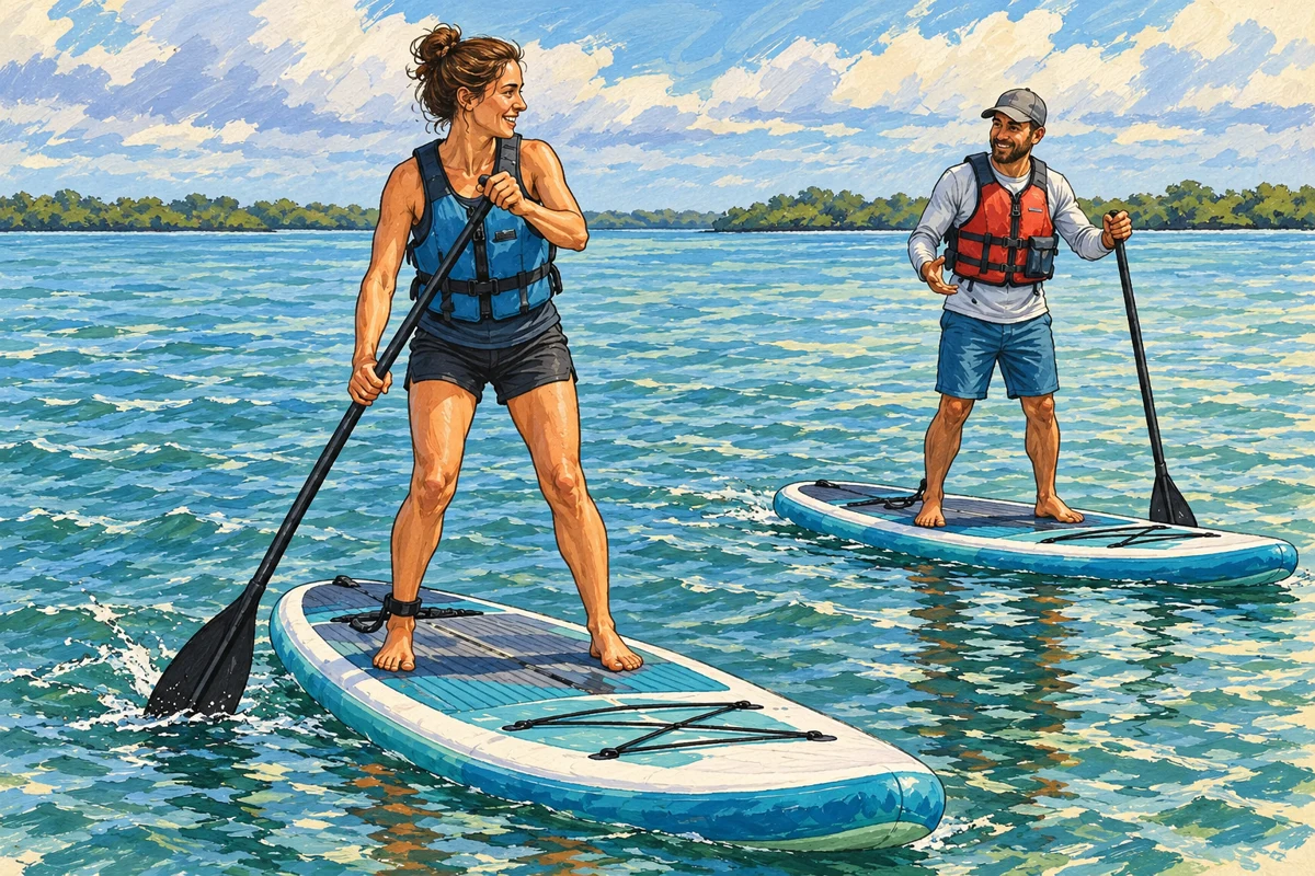 Ilustración temática: Paddleboarding
