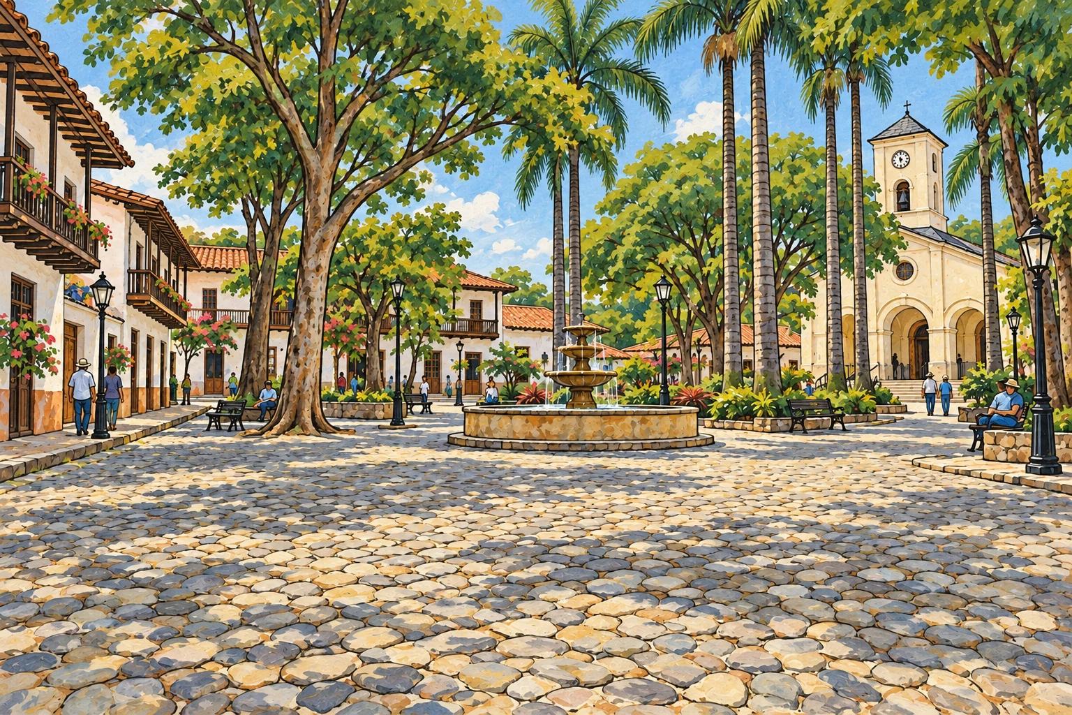 Ilustración editorial: Plaza principal