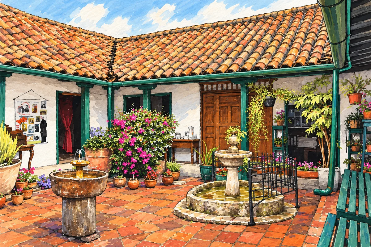 Entrada de la Casa Museo Quevedo &middot; ilustraci&oacute;n aproximada basada en rasgos documentados