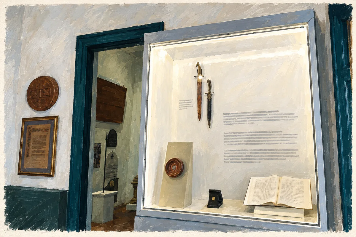 Ilustraci&oacute;n basada en una vitrina real del Museo Juan del Corral.