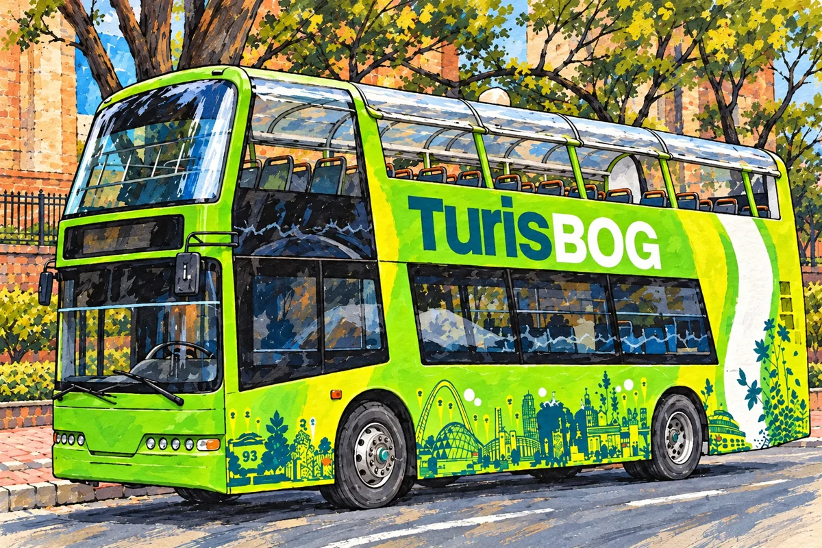 Ilustración editorial: Tour de Bogotá en bus