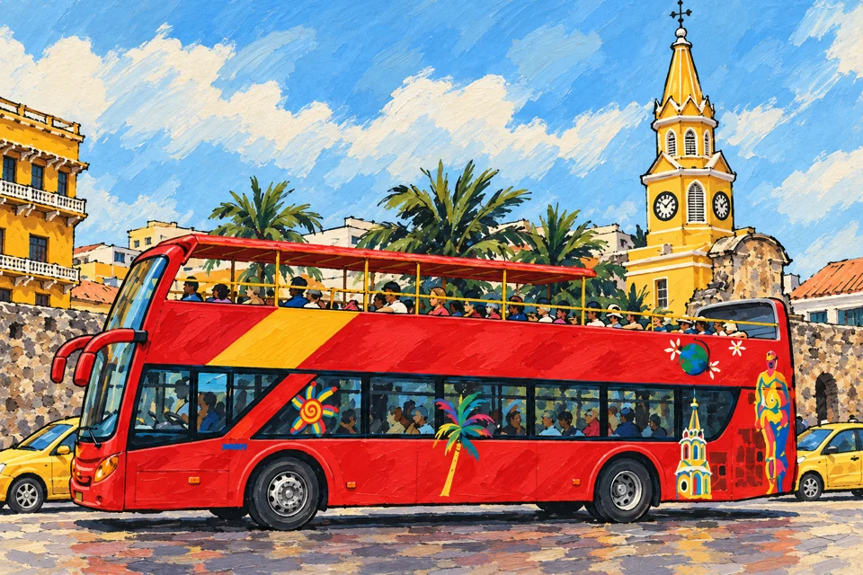 Ilustraci&oacute;n editorial: Recorrer la ciudad en bus tur&iacute;stico