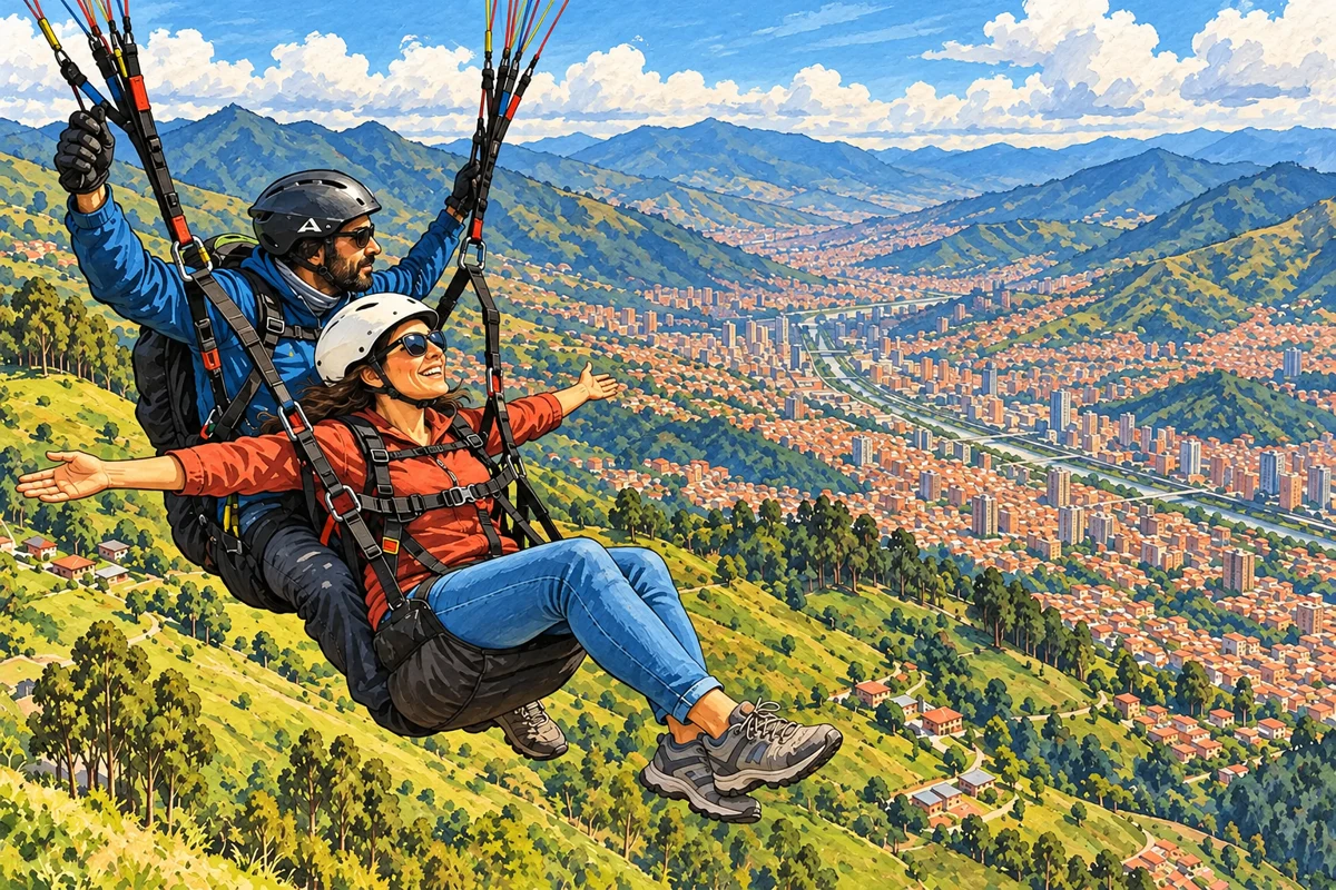 Ilustraci&oacute;n editorial: Parapente en San F&eacute;lix (alrededores)