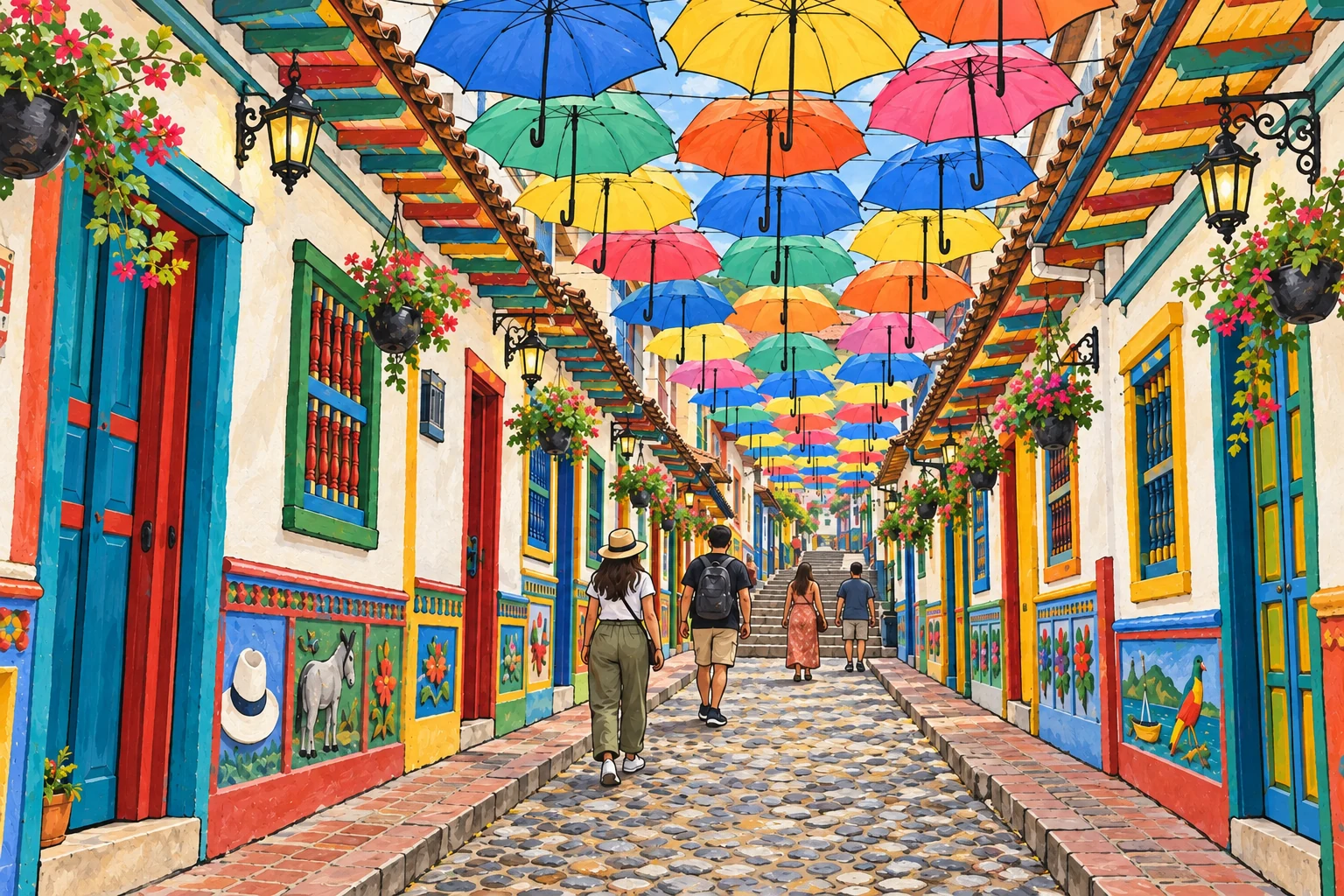 Ilustraci&oacute;n editorial: Calle de las Sombrillas