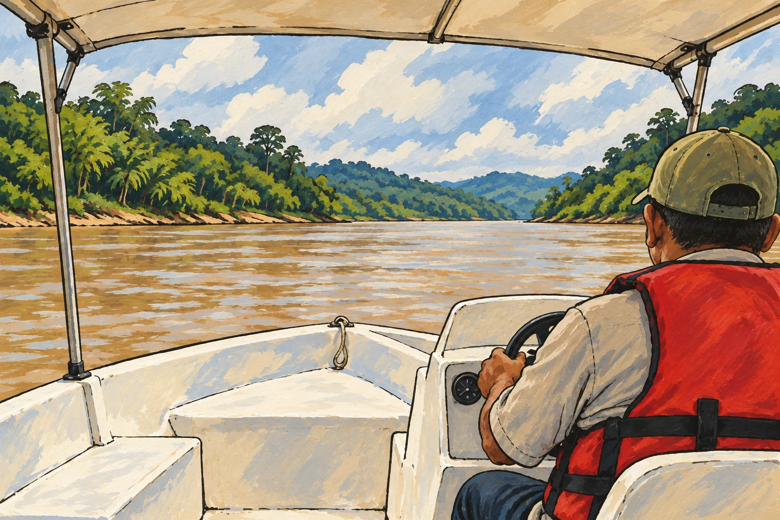 Ilustraci&oacute;n editorial: Paseo por el r&iacute;o Cauca