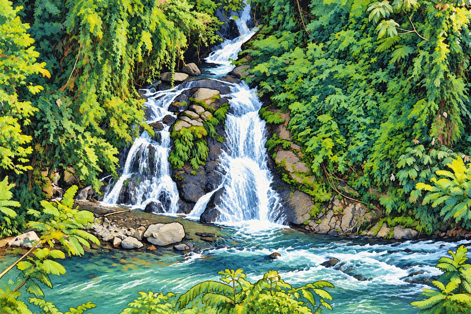 Ilustraci&oacute;n editorial: Excursi&oacute;n al r&iacute;o Melcocho