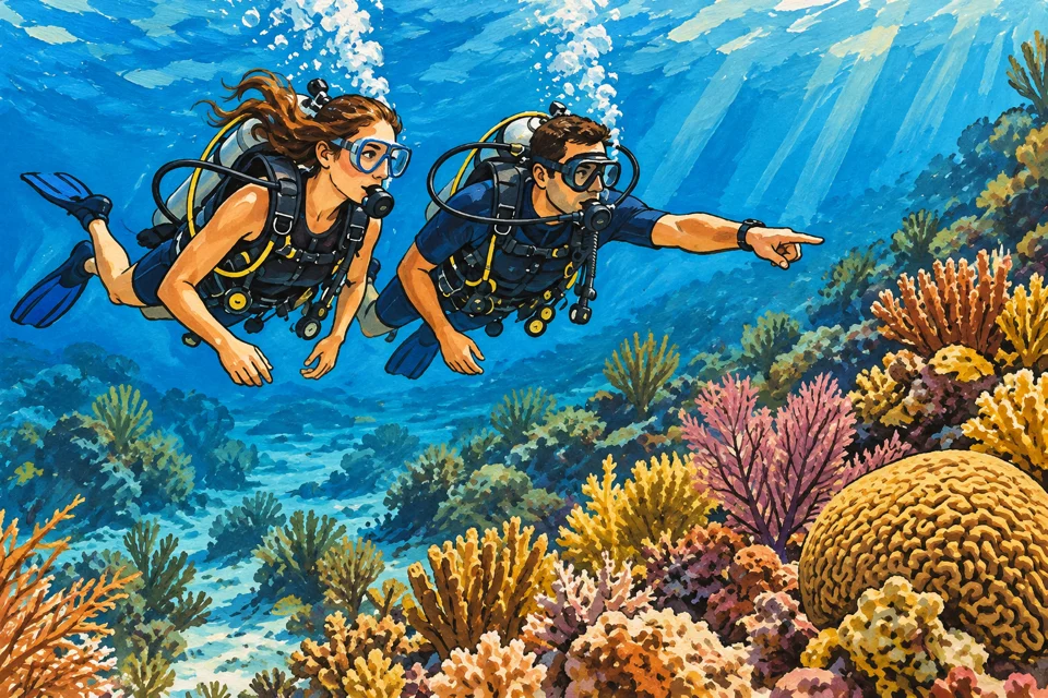 Ilustraci&oacute;n editorial: Bucear en las Islas del Rosario