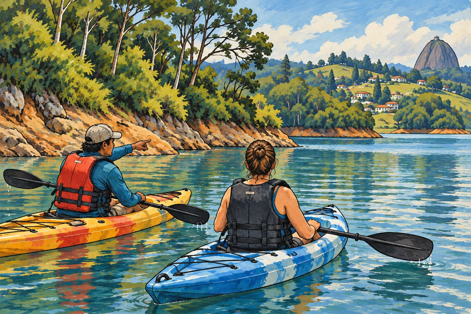 Ilustraci&oacute;n editorial: Tour en kayak